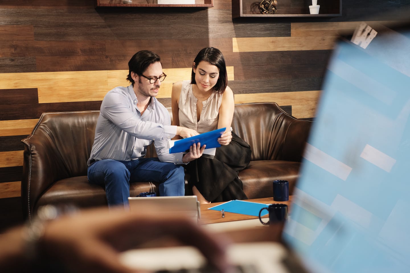 business man and woman meeting at work in office QX9VMGL 1